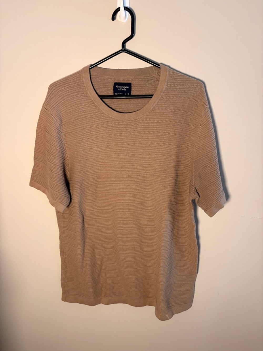 Abercrombie & Fitch Camel Knit Short Sleeve Top